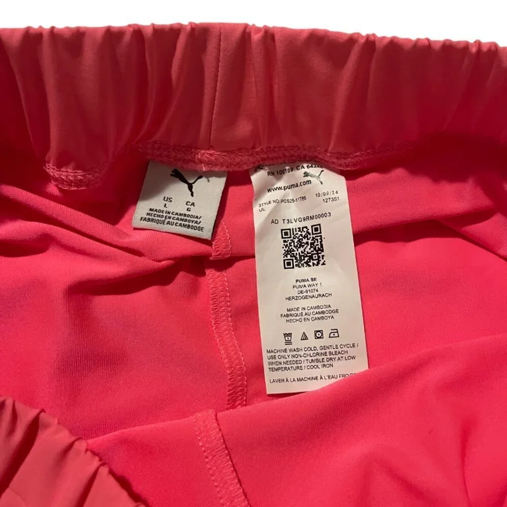 PUMA skirt-short set for girls, size L in pink and beige. Made in Cambodia.